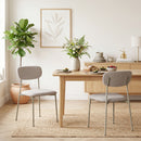Sedie da Pranzo Impilabili 45x47x80 cm in Tessuto Effetto Lino e Acciaio Marrone Chiaro      