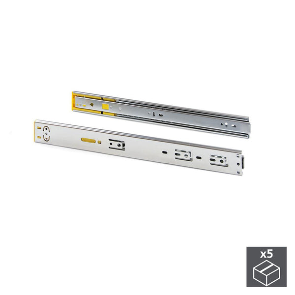 sconto Emuca Kit Guides pour Tiroirs à Roulement à Billes 45 x 400 mm Extension Complète Galvanisé 5 Pièces