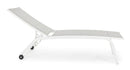 Lettino Prendisole da Giardino 61x192x105 cm con Ruote in Alluminio Bianco