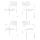 Set 4 sedie da Giardino con Braccioli 57x45/58x81,5h cm in Metallo Aura Bianco