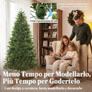 Albero di Natale Artificiale Folto Realistico Ø110x180 cm con 732 Rami in PE e Base Pieghevole in Legno Verde      