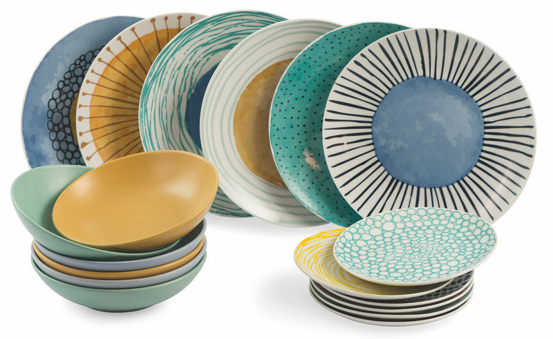 Servizio Piatti 18 Pezzi in Porcellana e Gres Villa d'Este Home Tivoli Marea