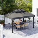 Copertura per Gazebo da Giardino 3x4 m a 2 Livelli in Tessuto Oxford 600D con Fori di Drenaggio Grigio Scuro      