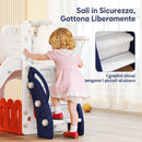 Set Scivolo per Bambini 5 in 1 con Canestro Scaletta Telescopio e Contenitori 178x70x86 cm in HDPE e PP Blu scuro      