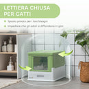 Lettiera per Gatti Chiusa 47,5x35,5x36,7 cm con Vassoio Estraibile e 2 Porte in PP Verde Chiaro   