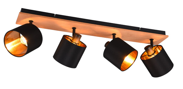 Plafoniera da Interno Attacco E14 in Metallo e Legno Nero e Oro online