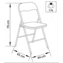Sedia da Giardino Pieghevole Slim 44x45x79 h cm in Acciaio Nera Opaca Struttura Nera