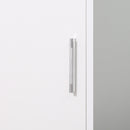 Mobile a Colonna Bagno 32x28x162 cm con Anta Superiore a Specchio Rivestimento in Melamina Bianco  