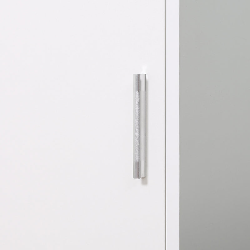 Mobile a Colonna Bagno 32x28x162 cm con Anta Superiore a Specchio Rivestimento in Melamina Bianco  