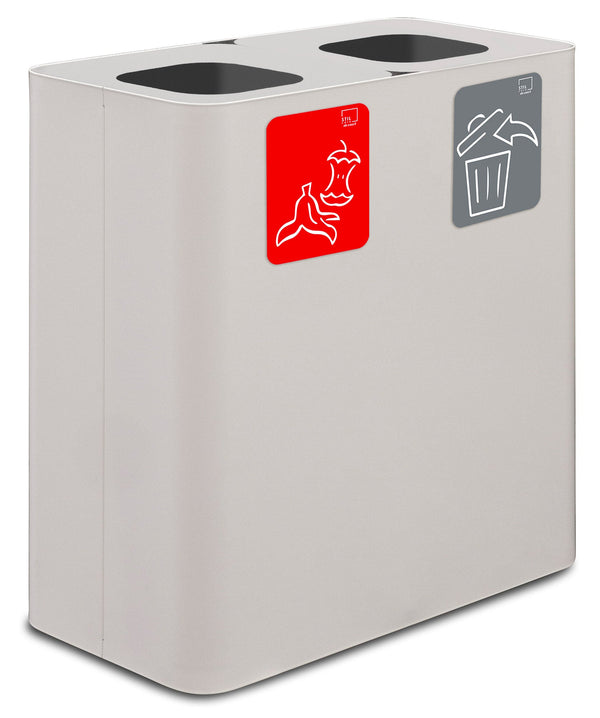 sconto Pattumiera Sistema di Raccolta Rifiuti 77x38xh80 cm In Acciaio Verniciato 2 Scomparti Bianco