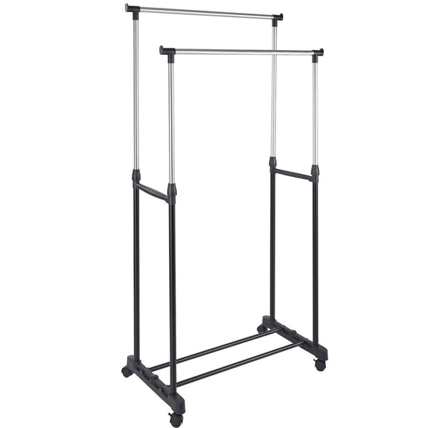 sconto Stand Appendiabiti Doppio con Ruote Stender Regolabile in Altezza 80x40x160cm
