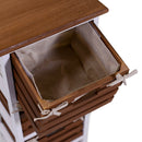 Cassettiera 6 Cassetti in Legno 58x30x66cm Atena Noce e Bianca