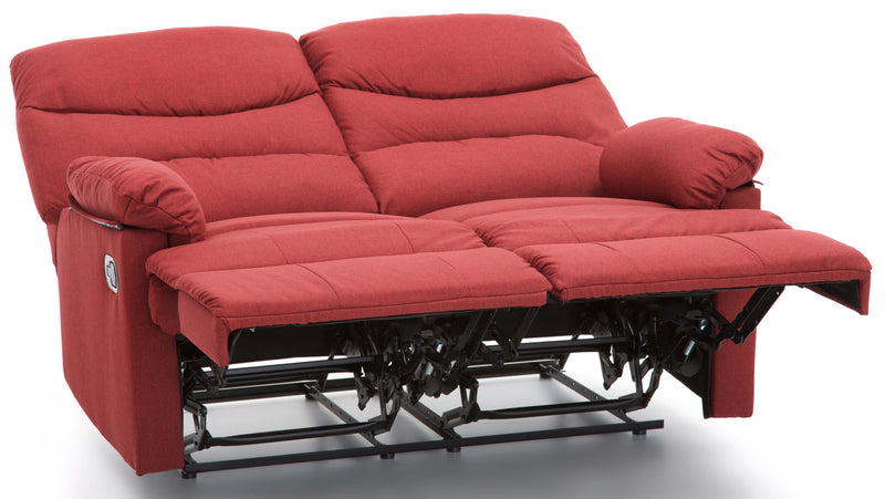 Divano Divanetto 2 Posti con Reclinatore Manuale in Tessuto Karol Rosso