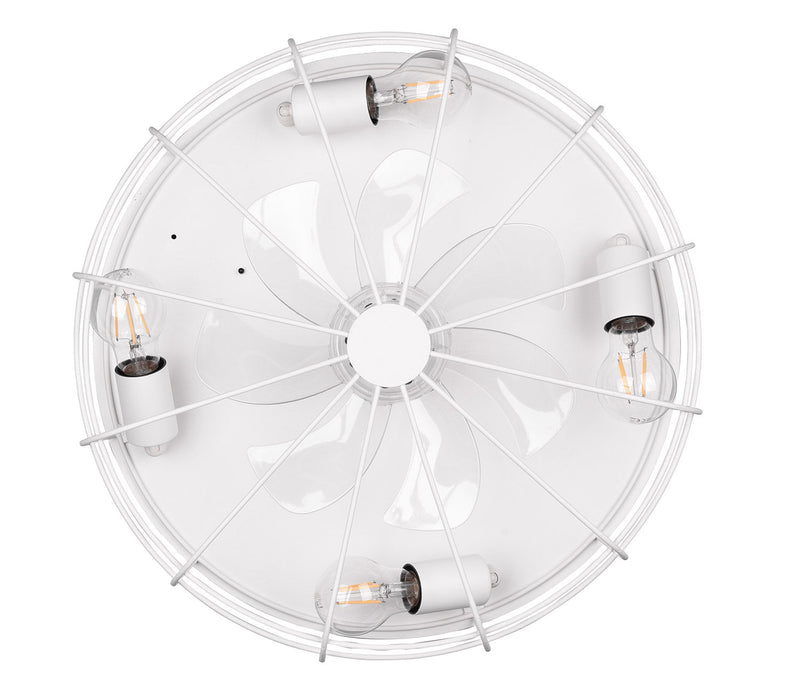 Plafoniera con Ventilatore da Interno Attacco E27 Ø50 cm Metallo Bianco Opaco
