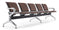 Banc de bureau pour salle d'attente 5 places avec coussin en acier et simili cuir argenté/marron foncé