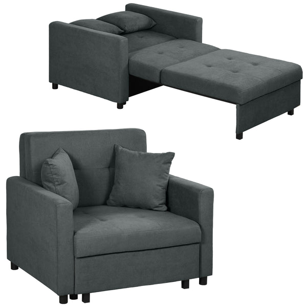 acquista Poltrona Letto Singolo  100x98x88 cm con Vano Contenitore in Tessuto Effetto Velluto Grigio