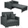 Poltrona Letto Singolo  100x98x88 cm con Vano Contenitore in Tessuto Effetto Velluto Grigio