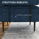 Poltrona Imbottita 89x72,5x76 cm in Tessuto Effetto Lino Blu Scuro