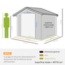 Casetta Box da Giardino in Lamiera Grigia 277x191x192 cm 