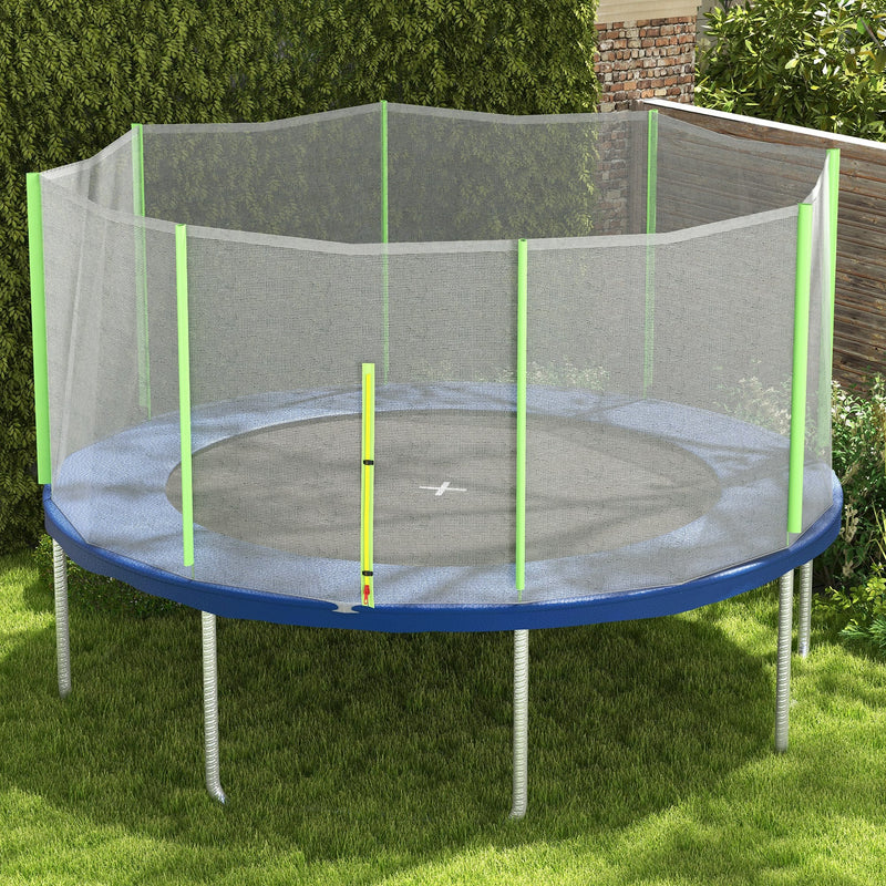 Rete di Protezione per Trampolini a 8 Pali con Ingresso con Cerniera Ø366x180 cm in PE Nero e Verde