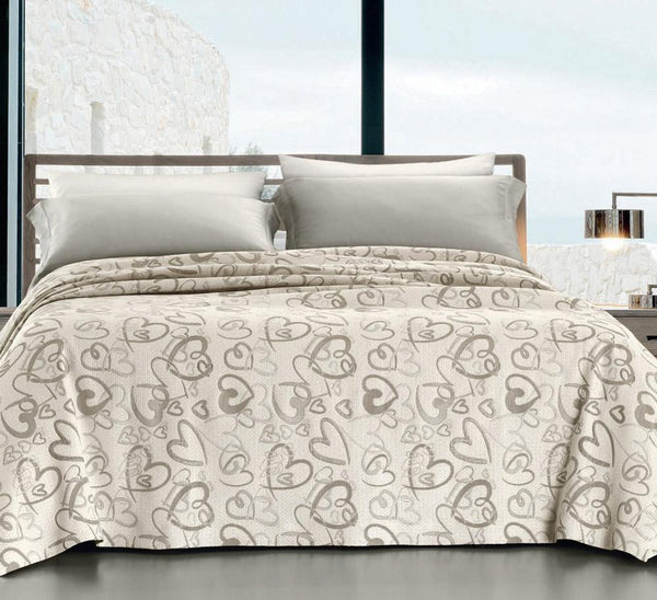 Couvre-lit en fils teints Jacquard Cober Affi Hearts Dove Grey Différentes tailles prezzo