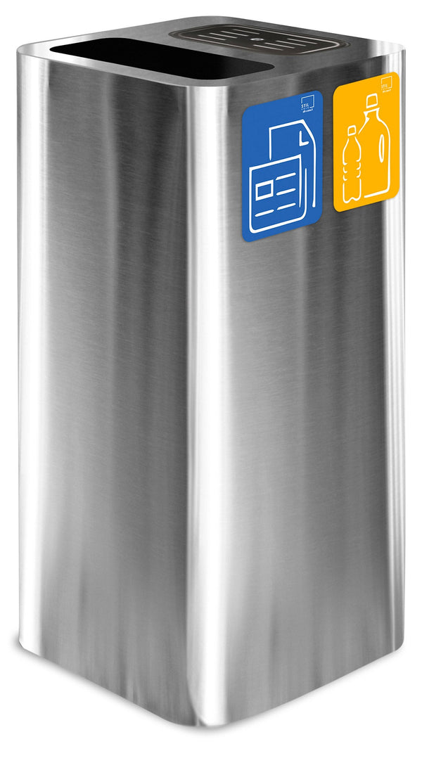 sconto Poubelle de collecte 38x38xh80 cm en acier inoxydable avec couvercle basculant argenté