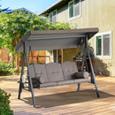 Dondolo da Giardino 3 Posti 208x121x172 cm con Tetto Regolabile Portabicchieri e Cuscini Marrone      