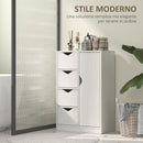 Mobile Bagno con 4 Cassetti e Armadietto 54x29x83 cm Maniglie Ritagliate in Legno Bianco      
