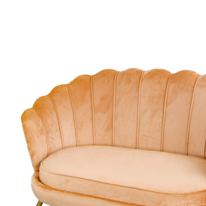 Divano 2 Posti 128x85 cm in Velluto Caramello