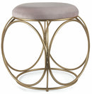 Sgabello Tondo Ø40x46 cm in Ferro e Velluto Soriani Rosa Cipria