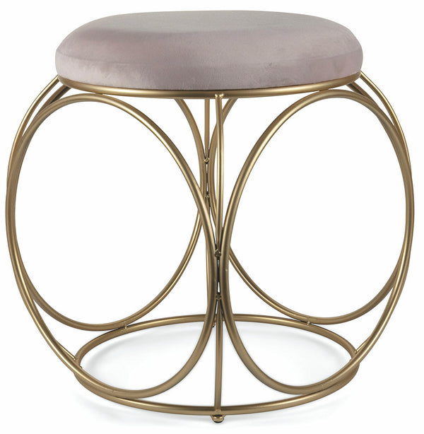 Tabouret Rond Ø40x46 cm en Fer et Velours Soriani Rose Poudré sconto