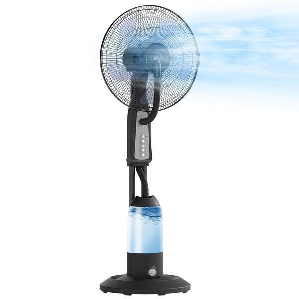 Ventilatore Nebulizzatore Regolabile a 3 Velocità con Oscillazione 75° in Metallo e Plastica Nero acquista