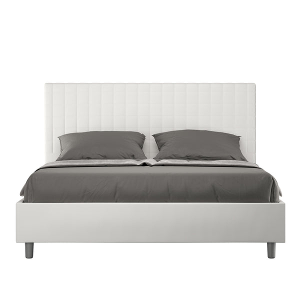 Letto Matrimoniale con Testata e Alzata Comoda Imbottito in Similpelle Sunny Bianco Varie Misure prezzo