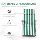 Set 2 Sedie a Sdraio da Giardino Sdraio Prendisole con Braccioli Reclinabili bianco e verde 