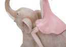 Statuetta Dolly su Elefante 22x10x21 cm in Resina Rosa