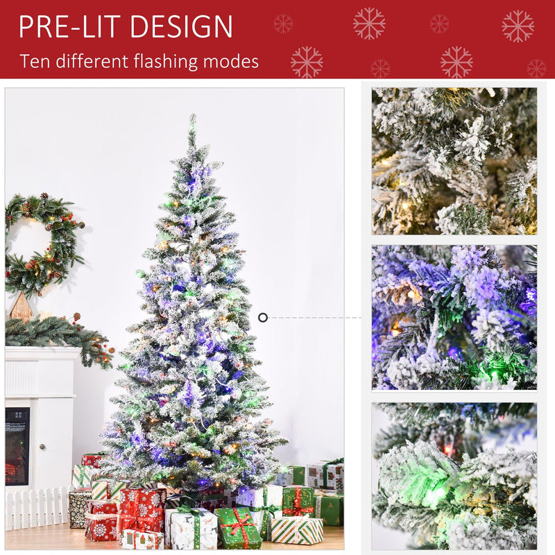 Albero di Natale Artificiale 210 cm 829 Rami 250 Luci LED Colorate Verde