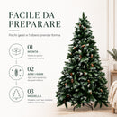 Albero di Natale Innevato Tirolese 210 cm Foltissimo con Pigne Bianco      