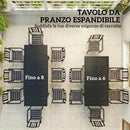 Tavolo da Giardino Allungabile 225x85x75 cm per 6-8 persone in Alluminio con Piano a Doghe Nero      