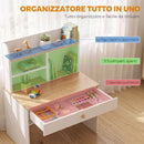 Scrivania per Bambini 3-8 Anni 80x50x100 cm con Ripiani e Cassetto in Truciolato e MDF Bianco      