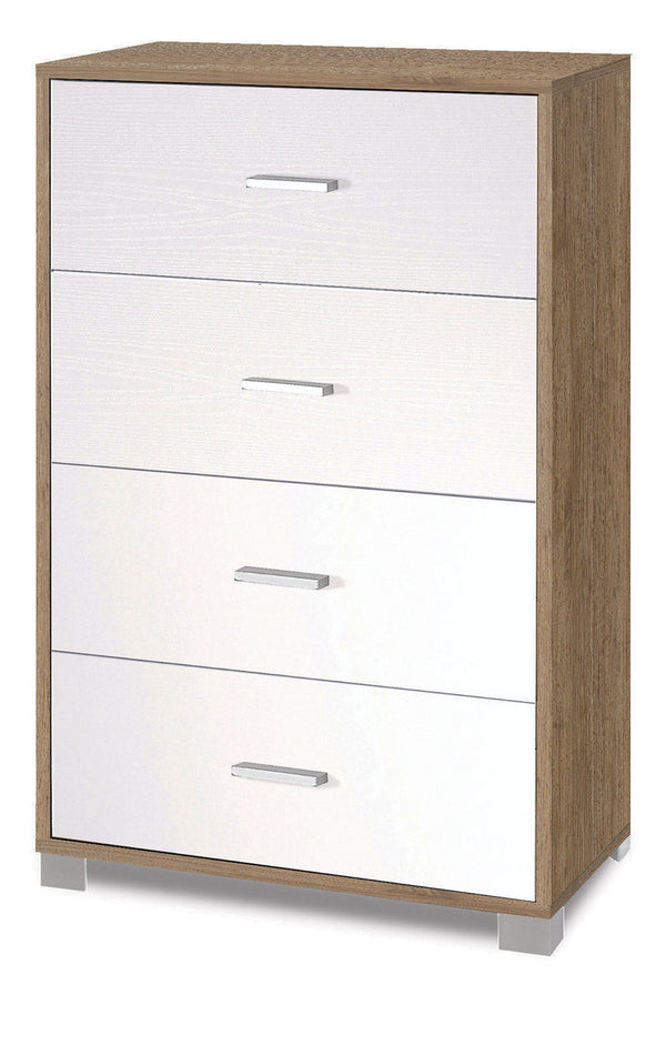 Cassettiera 4 Cassetti 70x112x41 cm Noce Stelvio/Bianco Fiammato online
