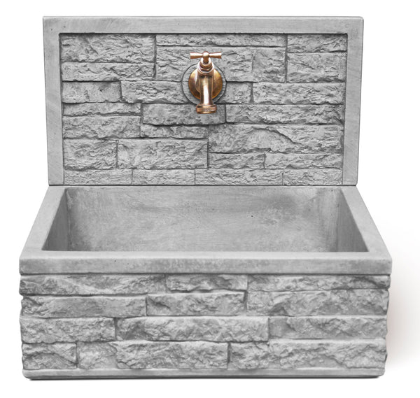 Lavello da Giardino Senza Rubinetto in Cemento Granulato di Marmo Q-Meseta Grigio acquista