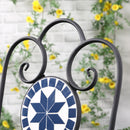 Set Tavolo e 2 Sedie Pieghevoli da Giardino con Mosaico in Metallo