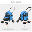 Passeggino per Cani Pieghevole 82x47x97 cm in Tessuto Oxford Blu