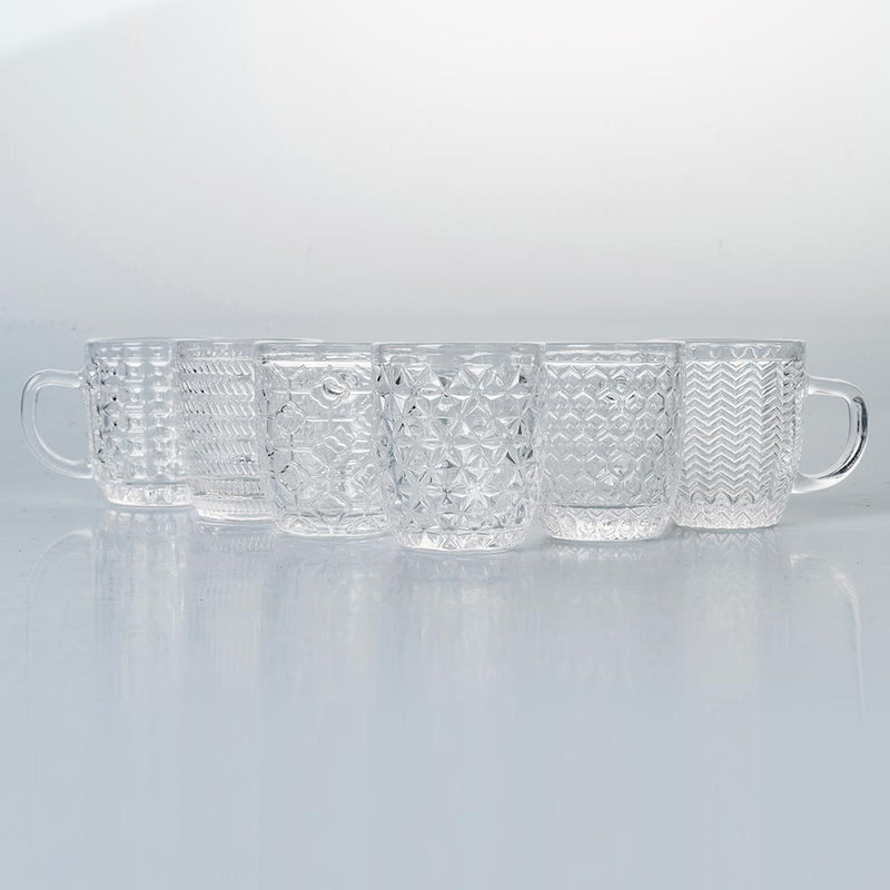 Set 6 Tazzine da Caffè Ø6x7 cm in Vetro Trasparente VdE Tivoli 1996 Geometrie