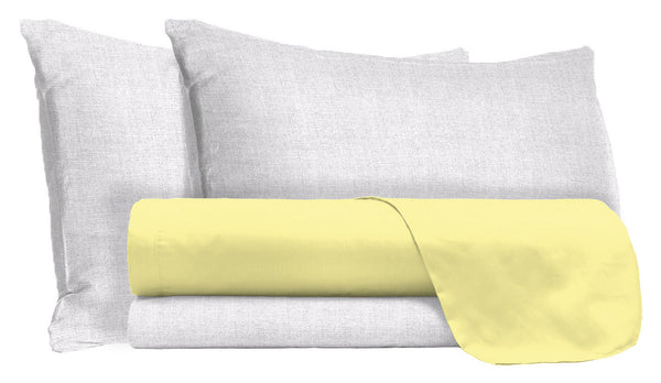 sconto Ensemble de draps et taies d'oreiller en coton jaune différentes tailles