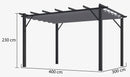 Pergola da Giardino 4x3x2,3 m in Alluminio Grigio Antracite con Telo di Copertura 280g/mq Grigio