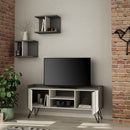 Mobile TV 2 Ante 2 Mensole 56,5x125,5x33 cm in MDF Klappe Antracite e Bianco