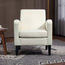 Poltrona Moderna da Camera con Braccioli 66x72x74 cm in Tessuto Crema