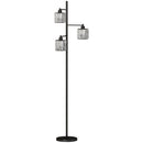 Lampada da Terra 40 W 34x34x164 cm con 3 Lampadine LED E27 Dimmerabili 3 Temperature di Colore e Telecomando in Acciaio e Cristallo Nero      