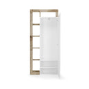 Armadio Guardaroba Ingresso con Ripiani a giorno e Specchio 90,5x30x210 cm Hamburg Bianco Lucido e Pero